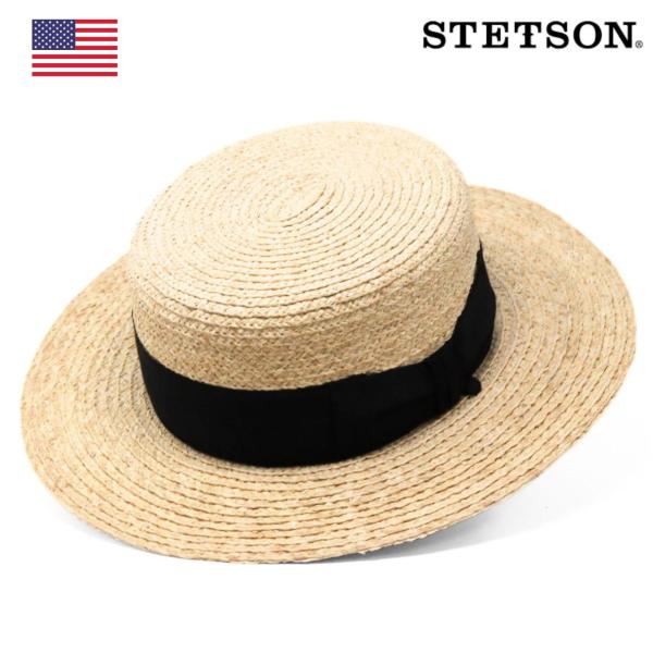 ステットソン　ハット　7 1/2　60　カンカン帽　日本製 STETSON（ステットソン） カンカン帽 メンズ ラフィア 麦わら帽子
