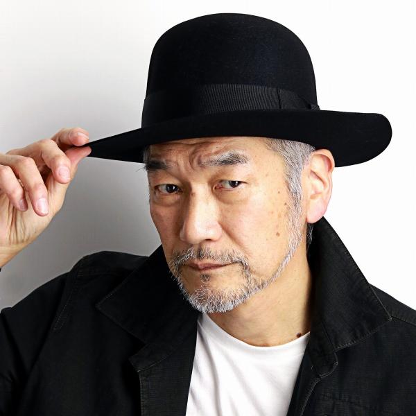 ステットソン ファーフェルト 高級 オープンクラウン ハット ワイドブリム メンズ フェルトハット つば広 STETSON 紳士 帽子 クラシック 黒 ブラック