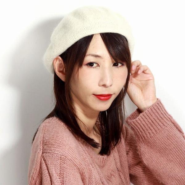 ベレー帽 ニット モヘヤ レディース 帽子 温かい アンゴラ