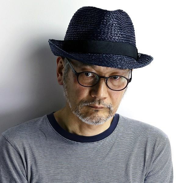 中折れ 春夏 ストローハット 天然草 ハット ラフィア メンズ レディース 帽子 シック 麦わら帽 大きめ 小さめ サイズ豊富 紺/ネイビー