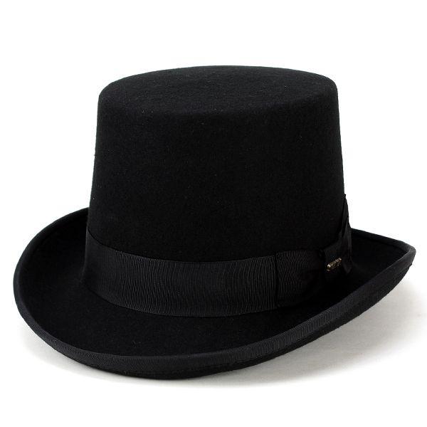 黒 ウール フェルト トップハット 帽子の通販【EDHAT エドハット】ウール フェルト 短いつば
