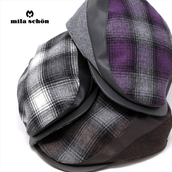 ハンチング チェック メンズ ハンチング帽 ミラショーン 帽子 チェック柄 紳士 アイビーキャップ パープル ハンチング 茶色 帽子 チャコールグレー [ ivy cap ] 父の日 ギフト 送料無料 メール便 ラッピング包装無料 ミラショーン 帽子通販 敬老の日 elehelm-hatstore_ym357