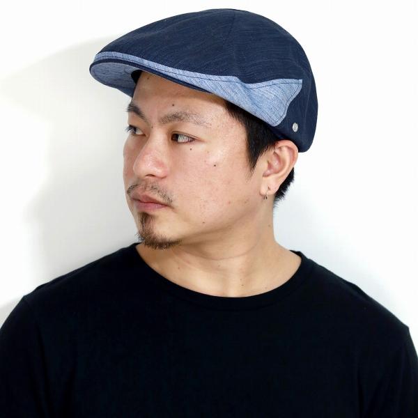 ハンチング 帽子 メンズ デニム 日本製 春 夏 mila schon ハンチング帽 ストレッチデニム エスカルゴハンチング ミラショーン ブランド 紺 ネイビー 父の日