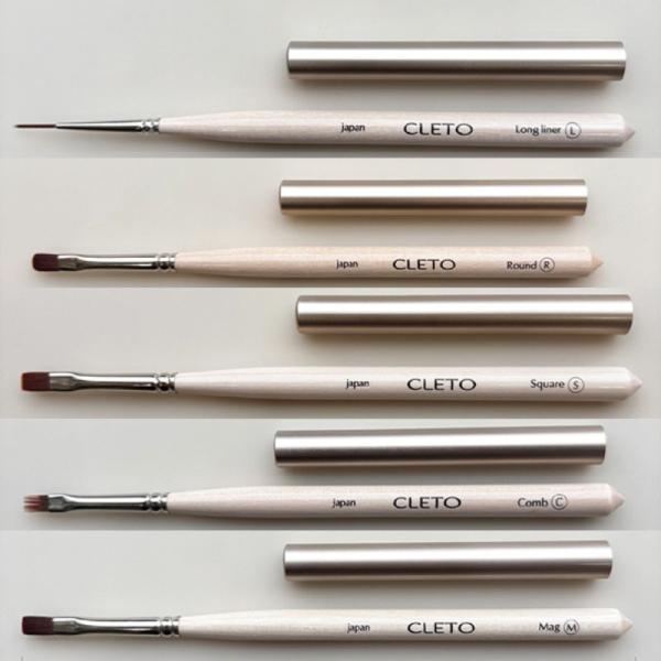 クレト CLETO ネイルブラシ 1本 5種からご選択 ロングライナー ラウンド スクエア コーム マグ キャップ付き 筆 ワンカラー スマイルライン 新品 送料無料