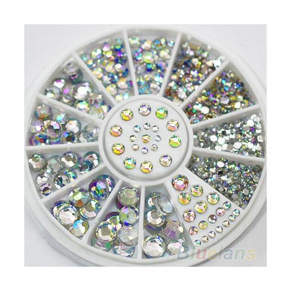 ラインストーン ３Ｄ ネイルアート デコレーション 5サイズ【1.5-5mm】 約200個入り クリスタル ネイルパーツ デコネイル用 ラインストーン アクリル ネイリスト セルフネイル アート 可愛い ネイル シルバー 送料無料
