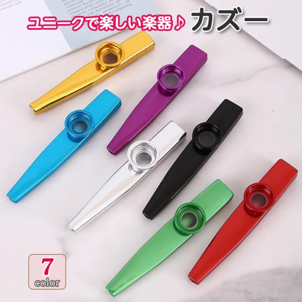 カズー 【7色からご選択】 楽器 管楽器 音楽玩具 演奏 簡単 軽量 持ち運び 初心者 子ども お子さま 大人 パーティ イベント 観戦 応援 スポーツ アルミニウム 膜鳴楽器 プレゼント ゴールド シルバー ブラック レッド ブルー グリ...