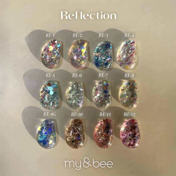 マイビー my&amp;bee カラージェル リフレクション 4g 【12種からご選択】 RE-001G-RE-012G ジェルネイル ホログラム ラメ グリッター オーロラ ニュアンス フラッシュネイル 立体感 ネイルアート ソフトジェル...