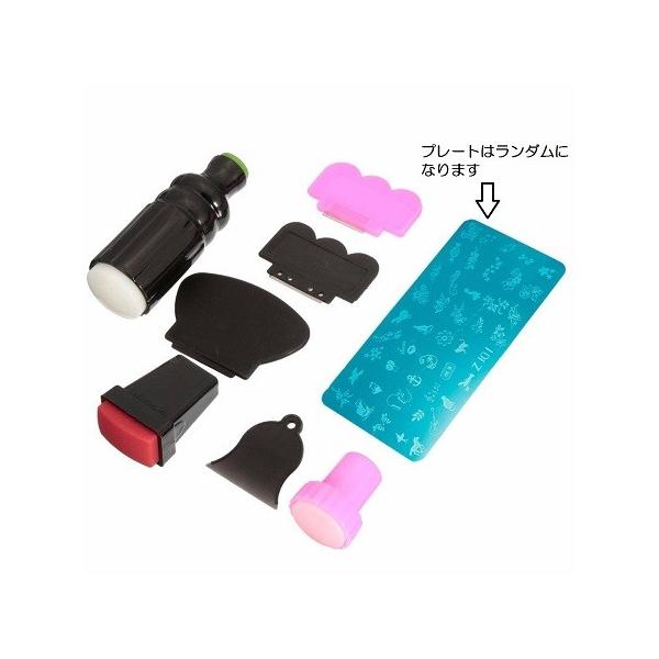 7点セット スタンピングネイルセット スタンプ(スタンパー) 3点＋スクレーパー 3点＋プレート1枚 ネイルアート スタンプ ネイル用品 新品