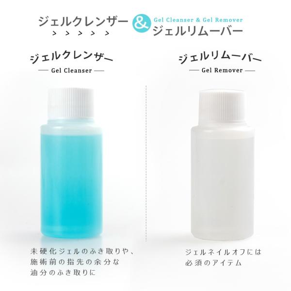 ネイル用品　ジェルリムーバー ジェルクレンザー　2本セット（各1本） 各60ml  国内製 ネイルオフ ジェルオフ ブラシの洗浄 アセトン100% ネイルオフ ジェルネイルオフ クリーナー 日本製 未硬化ジェルのふき取り 選択可 新品 【送...