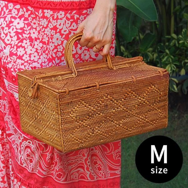 カゴバッグ ランチバッグ バスケット 収納ケース 持ち手つき アタ製