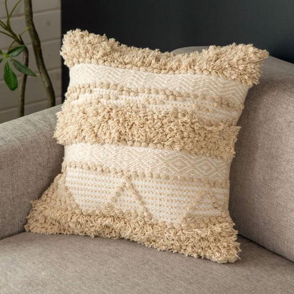 �N�b�V�����J�o�[ �N�b�V���� �i�`������ �{�w�~�A�� 45×45cm �z���C�g �x�[�W�� BOHO  �J�o�[ ������� ������ �G�X�j�b�N �{�[�z�[ �l�p 34429