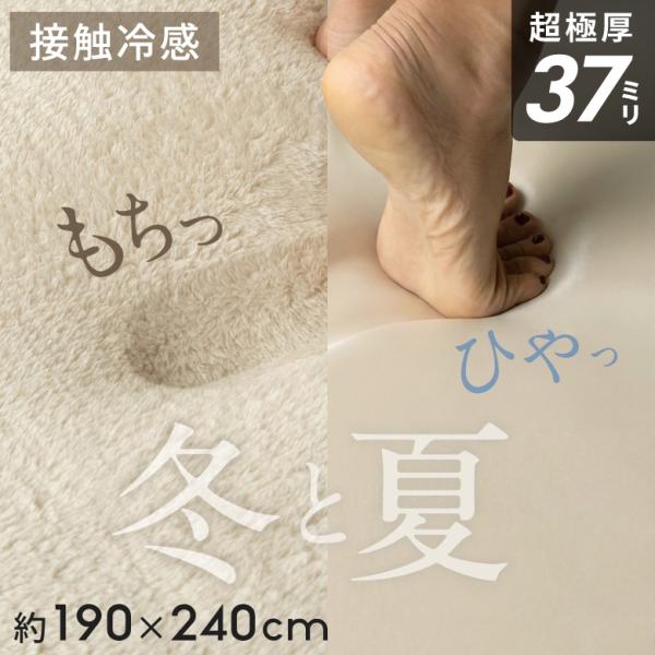 ラグ 約190×240cm 3畳 高反発 低反発 のような ラグ カーペット 冷感 ひんやり オールシーズン リバーシブル 夏用 おしゃれ 厚手 極厚 リビング kr250-190x240