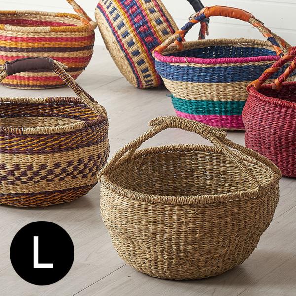 ELEMENTS（インテリア） かご バスケット 持ち手 付き シーグラス L