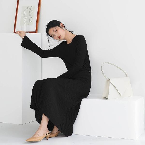 レディース 2点セット 長袖 トップス カットソー ミモレ丈 スカート ボトムス カジュアル キュート 可愛い フェミニン きれいめ 上品 エレガント おしゃれ お出かけ デイリー 普段着 ブラック ブラウン S M サイズ 送料無料