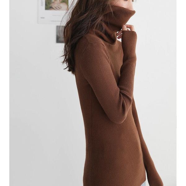 レディース タートルネック ニット セーター カットソー 長袖 トップス カジュアル キュート 大人 可愛い フェミニン おしゃれ お出かけ オフィス デイリー 普段着 ベージュ ブラック ホワイト カーキ コーヒー フリーサイズ ワンサイズ 送料無料