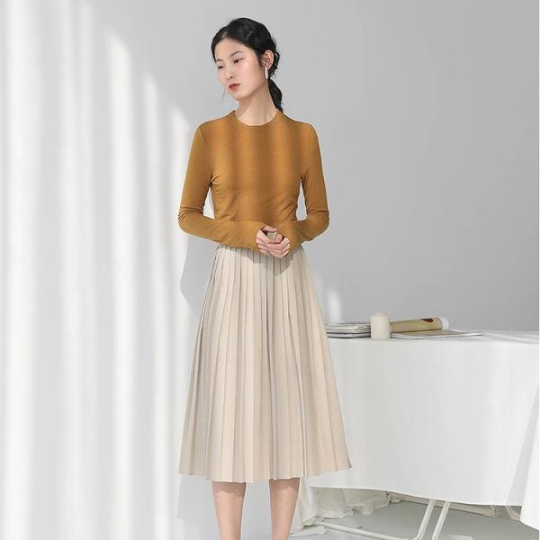 レディース プリーツスカート ハイウエスト ミモレ丈 無地 シンプル ボトムス カジュアル キュート 大人 可愛い フェミニン きれいめ おしゃれ お出かけ デイリー 二次会 お呼ばれ カーキ ベージュ S M L サイズ 送料無料