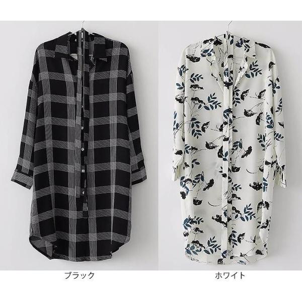 レディース シフォン ワンピース シャツワンピ 長袖 ひざ上丈 チェック柄 春 夏 スカート カジュアル キュート 可愛い フェミニン きれいめ 上品 エレガント おしゃれ お出かけ お呼ばれ ホワイト ブラック フリーサイズ ワンサイズ 送料無料