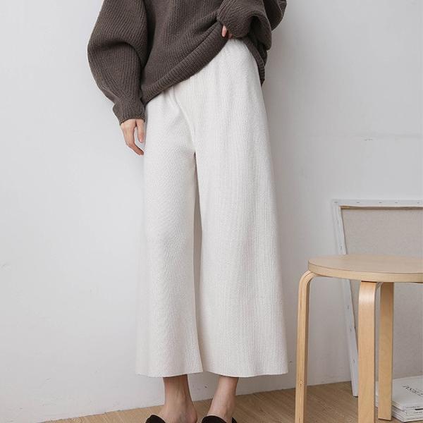 レディース アンクルパンツ ワイドレッグパンツ ハイウエスト 半端丈 クロップド シンプル ボトムス カジュアル キュート 可愛い フェミニン きれいめ エレガント おしゃれ お出かけ オフィス デイリー 普段着 ホワイト ブラック S M 送料無料