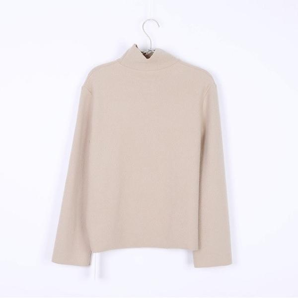 レディース ハイネック ニット セーター カットソー 長袖 トップス カジュアル キュート 大人 可愛い フェミニン おしゃれ お出かけ オフィス デイリー 普段着 ベージュ ブラック カーキ ブラウン フリーサイズ ワンサイズ 送料無料