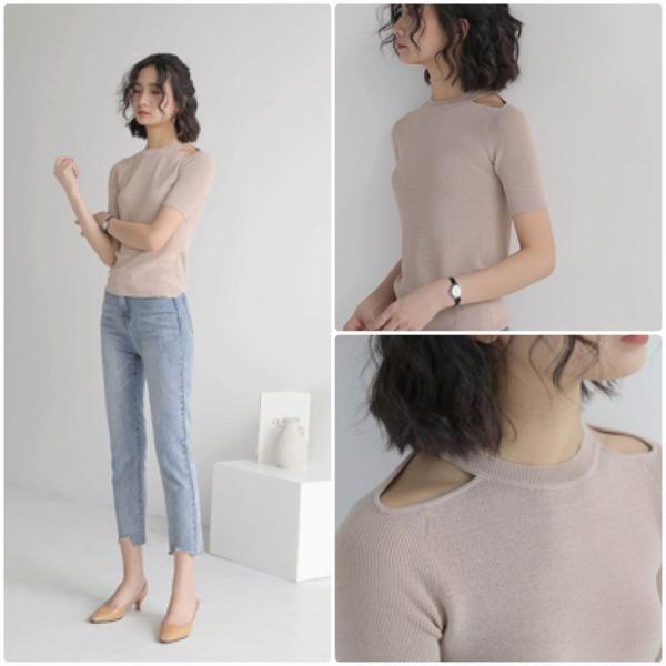 レディース ニット セーター カットソー 半袖 タイト スリム トップス カジュアル キュート 大人 可愛い フェミニン おしゃれ お出かけ オフィス デイリー 普段着 ベージュ ブラック ピンク フリーサイズ ワンサイズ 送料無料