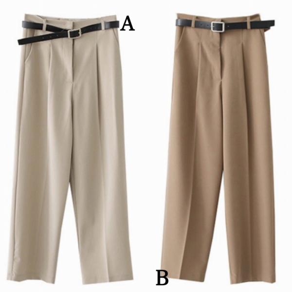 レディース アンクルパンツ ハイウエスト 半端丈 クロップド シンプル ボトムス カジュアル キュート 可愛い フェミニン きれいめ エレガント おしゃれ お出かけ オフィス デイリー 普段着 ブラウン ベージュ S M L サイズ 送料無料