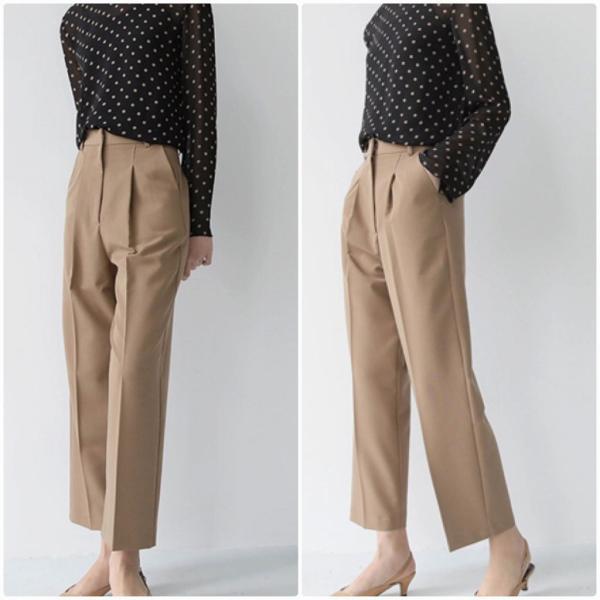 レディース アンクルパンツ ハイウエスト 半端丈 クロップド シンプル ボトムス カジュアル キュート 可愛い フェミニン きれいめ エレガント おしゃれ お出かけ オフィス デイリー 普段着 ブラウン ベージュ S M L サイズ 送料無料