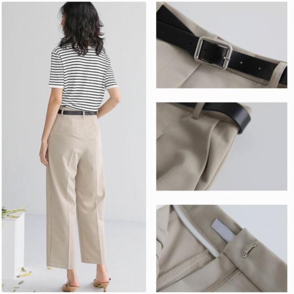 レディース アンクルパンツ ハイウエスト 半端丈 クロップド シンプル ボトムス カジュアル キュート 可愛い フェミニン きれいめ エレガント おしゃれ お出かけ オフィス デイリー 普段着 ブラウン ベージュ S M L サイズ 送料無料