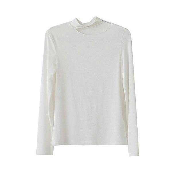 レディース Tシャツ ソリッドカラー 無地 シンプル 長袖 夏 春 タイト スリム トップス カジュアル キュート 大人 可愛い フェミニン おしゃれ お出かけ 普段着 デイリー ブラウン ホワイト ブラック ベージュ フリーサイズ 送料無料