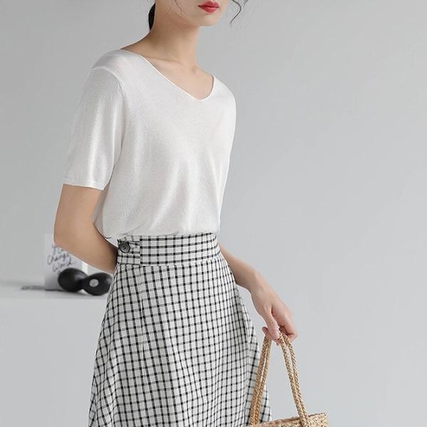 レディース Vネック カットソー 薄手 ニット セーター 半袖 タイト スリム トップス カジュアル キュート 大人 可愛い フェミニン おしゃれ お出かけ オフィス デイリー 普段着 シルバー ブラック グリーン ホワイト フリーサイズ 送料無料