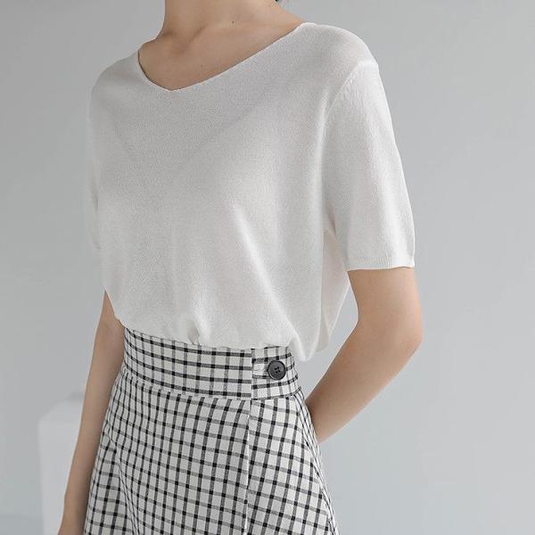 レディース Vネック カットソー 薄手 ニット セーター 半袖 タイト スリム トップス カジュアル キュート 大人 可愛い フェミニン おしゃれ お出かけ オフィス デイリー 普段着 シルバー ブラック グリーン ホワイト フリーサイズ 送料無料