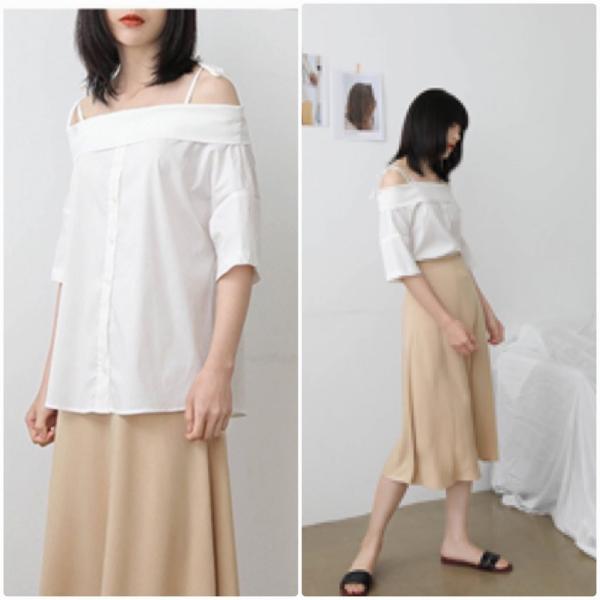 レディース 肩出し 肩見せ オフショルダー ブラウス シャツ 無地 シンプル 春 夏 トップス カジュアル キュート 可愛い フェミニン きれいめ 上品 エレガント おしゃれ お出かけ オフィス デート デイリー ホワイト イエロー ブルー 送料無料