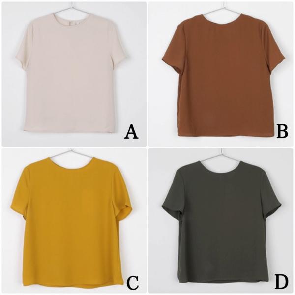 レディース Tシャツ シンプル 半袖 無地 カットソー クルーネック 夏 春 トップス カジュアル キュート 大人 可愛い フェミニン おしゃれ お出かけ 普段着 デイリー イエロー グリーン ブラウン ベージュ フリーサイズ 送料無料