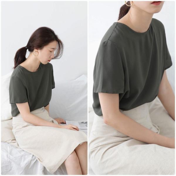 レディース Tシャツ シンプル 半袖 無地 カットソー クルーネック 夏 春 トップス カジュアル キュート 大人 可愛い フェミニン おしゃれ お出かけ 普段着 デイリー イエロー グリーン ブラウン ベージュ フリーサイズ 送料無料