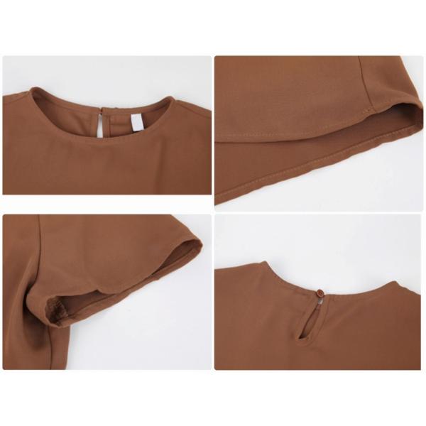 レディース Tシャツ シンプル 半袖 無地 カットソー クルーネック 夏 春 トップス カジュアル キュート 大人 可愛い フェミニン おしゃれ お出かけ 普段着 デイリー イエロー グリーン ブラウン ベージュ フリーサイズ 送料無料