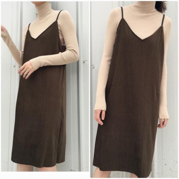 レディース ワンピース Vネック ミディ丈 ノースリーブ 春 夏 スカート カジュアル キュート 可愛い フェミニン きれいめ 上品 エレガント おしゃれ お出かけ お呼ばれ ブラウン ブラック フリーサイズ ワンサイズ 送料無料