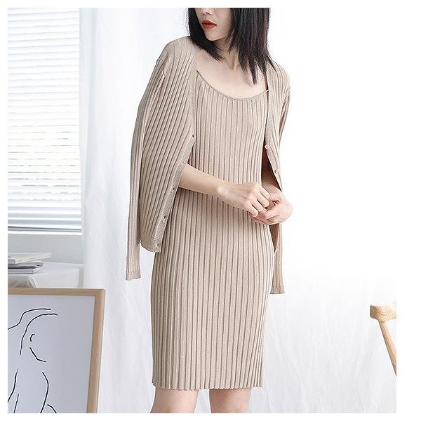 レディース ノースリーブ ワンピース ニット スリム 膝上丈 無地 ラウンドネック セクシー カジュアル 大人可愛い フェミニン オフィス デイリー お出かけ デート ベージュ ブラック ネイビー ブラウン フリーサイズ 送料無料
