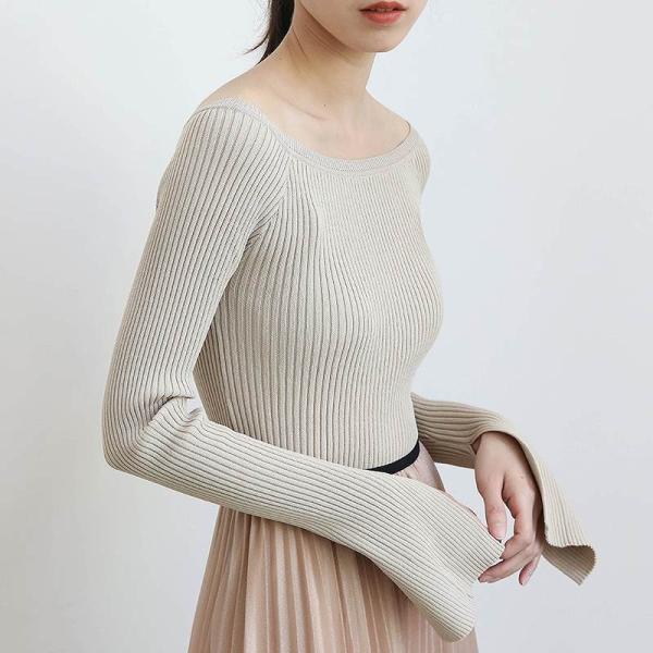 レディース トップス セーター ニット ラウンドネック 長袖 スリム 無地 カジュアル 大人可愛い フェミニン オフィス デイリー お出かけ デート ホワイト レッド ベージュ フリーサイズ 送料無料