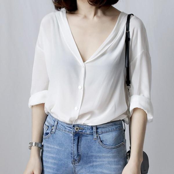 レディース トップス カーディガン Vネック 薄手 長袖 ゆったり 無地 カジュアル 大人可愛い フェミニン オフィス デイリー お出かけ デート エアコン対策 ホワイト ブルー フリーサイズ 送料無料