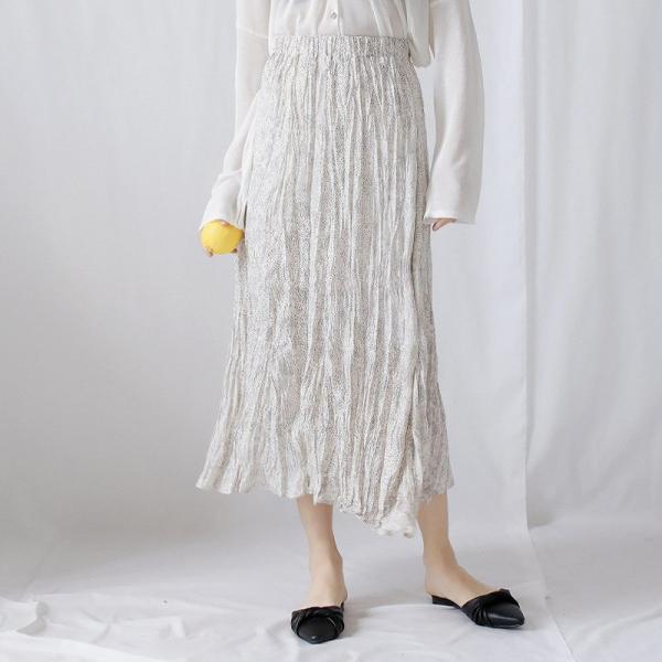 レディース ボトムス スカート プリーツ シフォン ロング丈 ドット柄 総柄 エレガント カジュアル 大人可愛い フェミニン オフィス お出かけ デート デイリー ホワイト フリーサイズ 送料無料