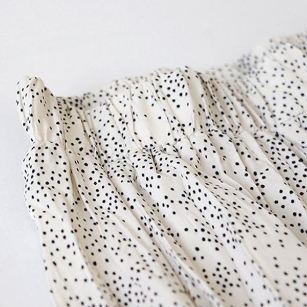 レディース ボトムス スカート プリーツ シフォン ロング丈 ドット柄 総柄 エレガント カジュアル 大人可愛い フェミニン オフィス お出かけ デート デイリー ホワイト フリーサイズ 送料無料