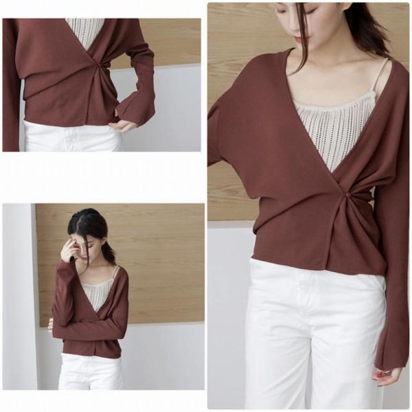レディース カーディガン ニット セーター Vネック 羽織 長袖 無地 シンプル トップス カジュアル キュート 大人 可愛い フェミニン おしゃれ お出かけ オフィス デイリー 普段着 ワインレッド フリーサイズ ワンサイズ 送料無料