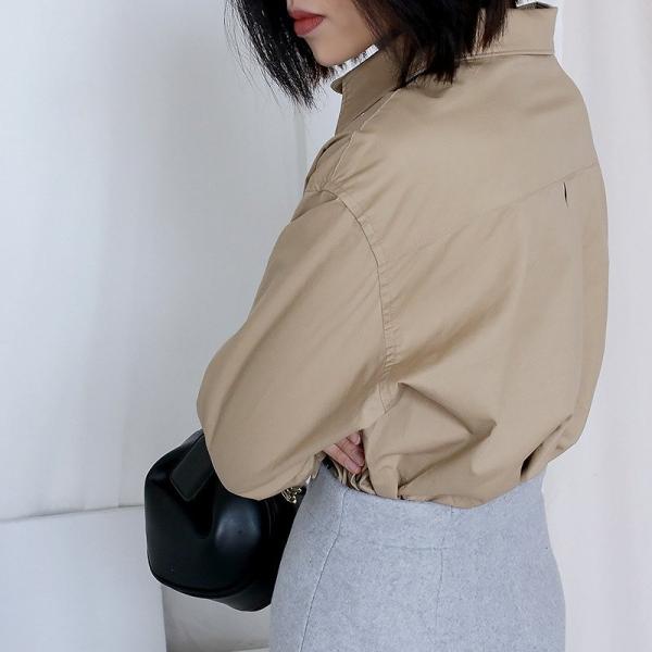 レディース トップス ロング シャツ ブラウス 長袖 無地 カジュアル 大人可愛い エレガント フェミニン オフィス お出かけ デート デイリー カーキ ブルー フリーサイズ 送料無料