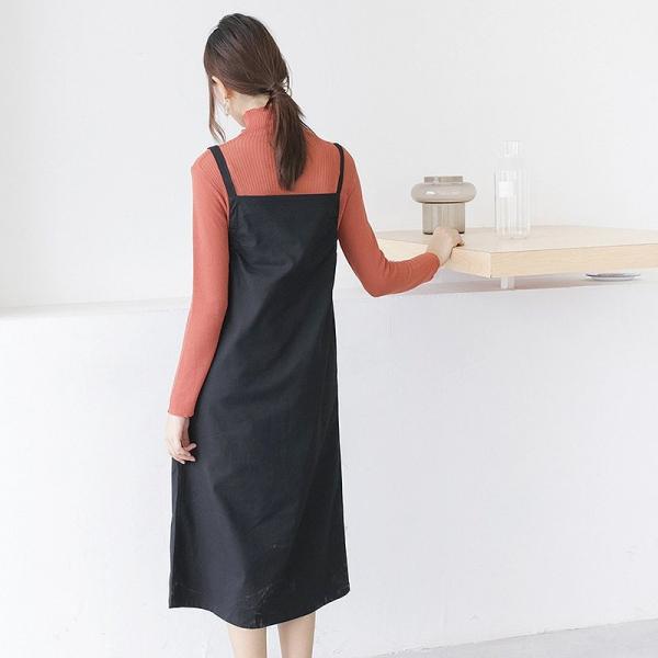 レディース ボトムス サロペット ジャンスカ ミモレ丈 無地 シンプル カジュアル 大人可愛い フェミニン オフィス お出かけ デート デイリー ブラック レッド フリーサイズ 送料無料