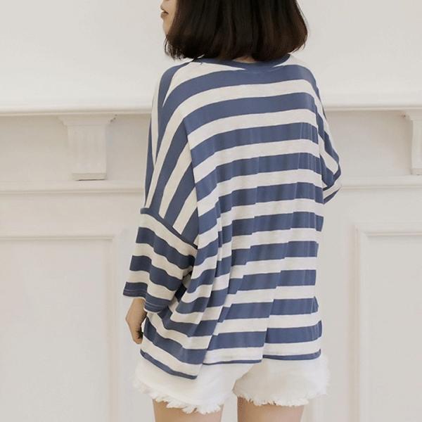 レディース Tシャツ ボーダー 七分袖 クルーネック ゆったり オーバーサイズ 夏 春 トップス カジュアル キュート 大人 可愛い フェミニン おしゃれ お出かけ 普段着 デイリー レッド ブルー フリーサイズ ワンサイズ 送料無料