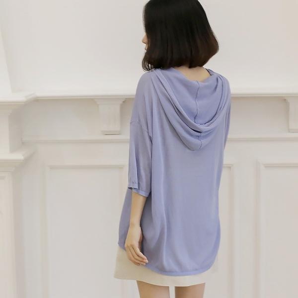 レディース フード付き カットソー 七分袖 シンプル 無地 ニット セーター トップス カジュアル キュート 大人 可愛い フェミニン おしゃれ お出かけ オフィス デイリー 普段着 カーキ ブルー フリーサイズ ワンサイズ 送料無料