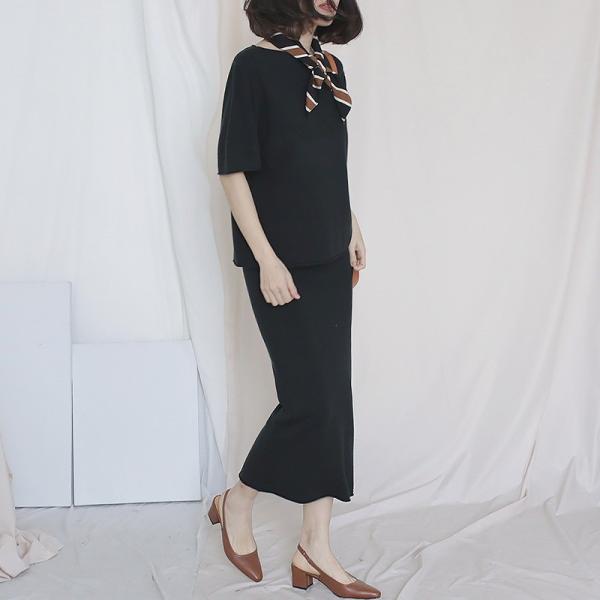 レディース 上下2点セット カットソー ニット 半袖 シンプル セットアップ カジュアル キュート 可愛い フェミニン きれいめ 上品 エレガント おしゃれ お出かけ デイリー お呼ばれ ブラック ベージュ フリーサイズ ワンサイズ 送料無料