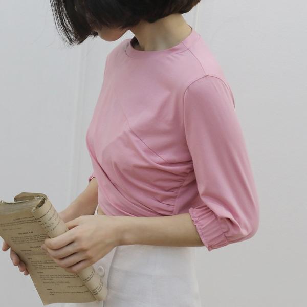 レディース Tシャツ シンプル 七分袖 無地 ラウンドネック カットソー 夏 春 トップス カジュアル キュート 大人 可愛い フェミニン おしゃれ お出かけ 普段着 デイリー ピンク ホワイト フリーサイズ ワンサイズ 送料無料