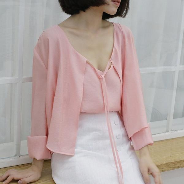 レディース 2点セット キャミソール カットソー 長袖 シンプル セットアップ カジュアル キュート 可愛い フェミニン きれいめ 上品 エレガント おしゃれ お出かけ デイリー お呼ばれ ホワイト ピンク フリーサイズ ワンサイズ 送料無料