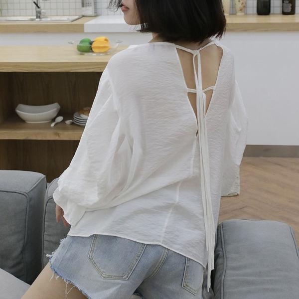 レディース ブラウス シャツ キャンディスリーブ ラウンドネック 無地 シンプル 春 夏 トップス カジュアル キュート 可愛い フェミニン きれいめ 上品 エレガント おしゃれ お出かけ オフィス デート デイリー グリーン ホワイト 送料無料