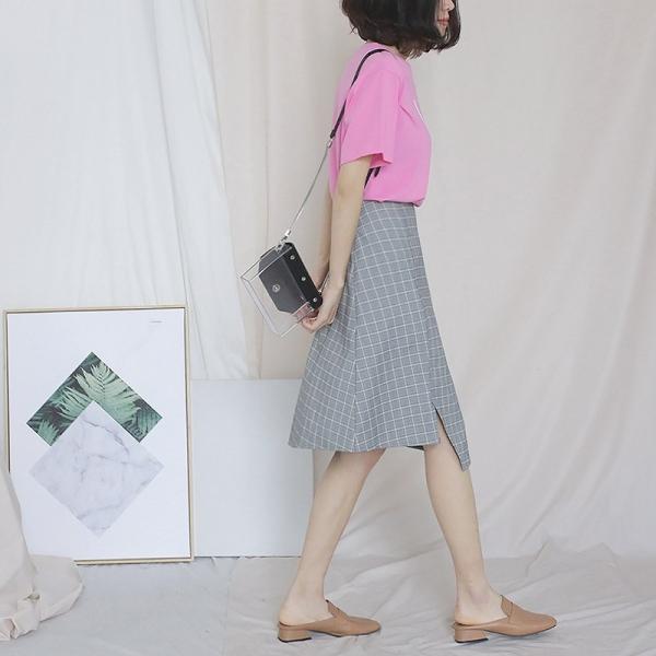 レディース スカート ハイウエスト ミディ丈 チェック柄 アシンメトリー スリット ボトムス カジュアル キュート 大人 可愛い フェミニン きれいめ おしゃれ お出かけ デイリー 二次会 お呼ばれ グレー フリーサイズ ワンサイズ 送料無料